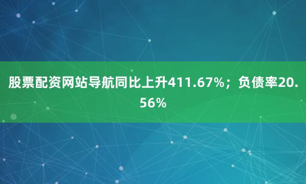 股票配资网站导航同比上升411.67%；负债率20.56%